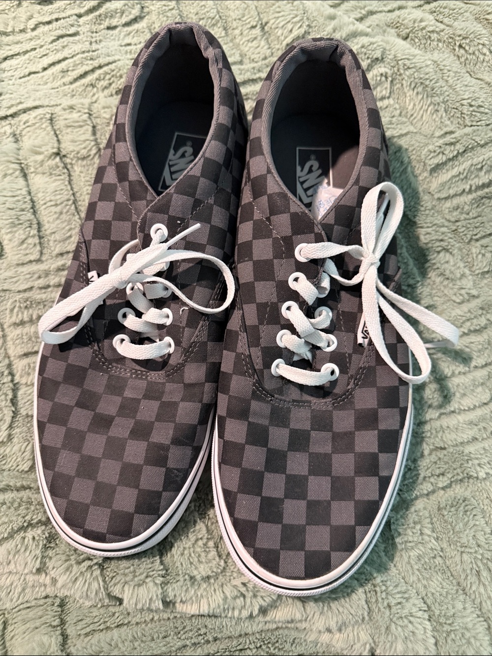 Vans Black and Gray Checkerboard Lace-Up Sneakers